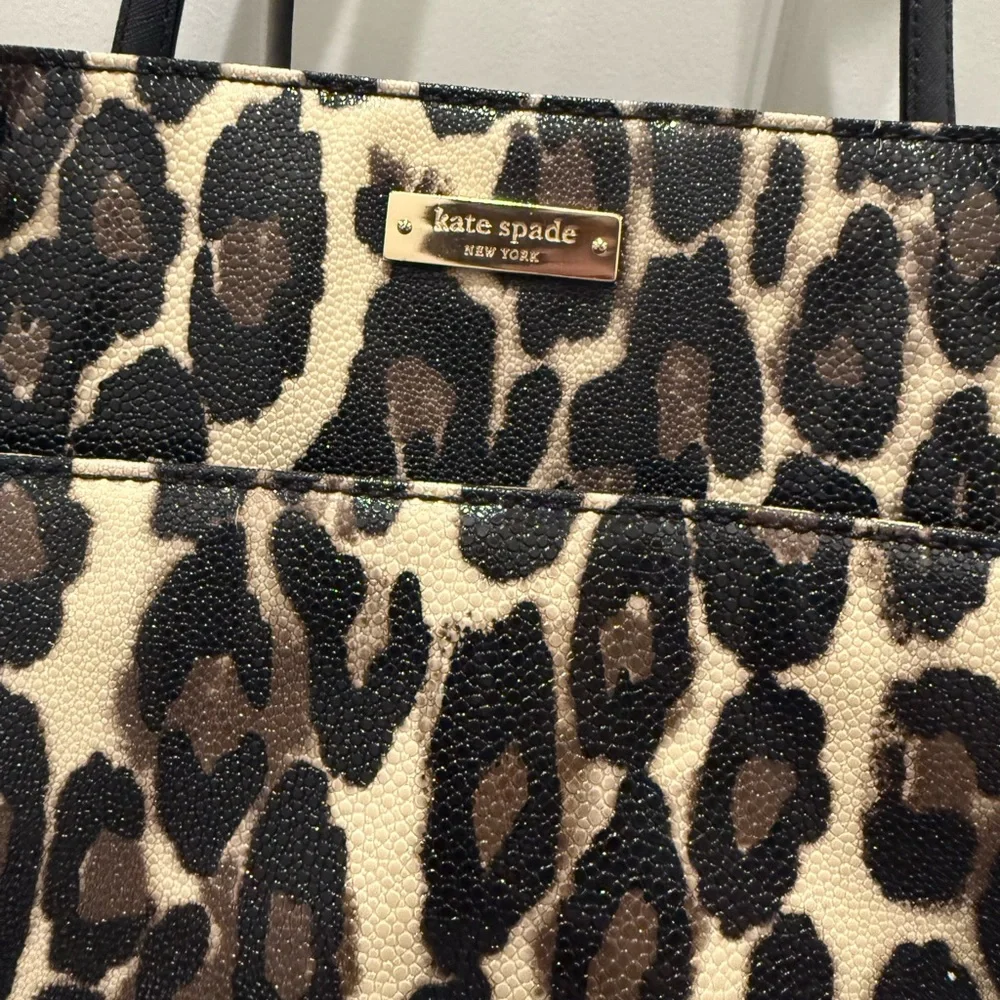 Kate Spade Leopard Print Tote Bag with Sturdy Black Straps
